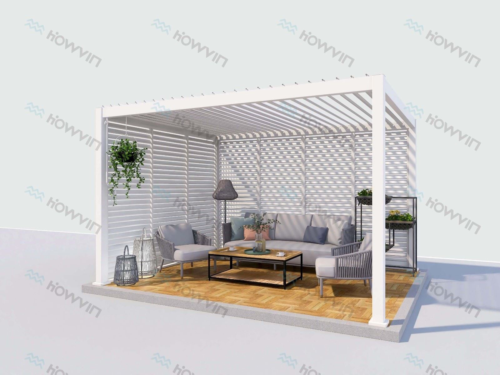 Patio Terrace Pergola with Fence