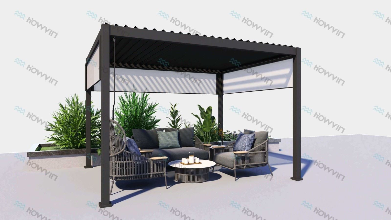 Terrace Aluminum Pergola-Black